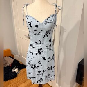 Wilfred Pale Blue Floral Tie-Strap Mini Dress